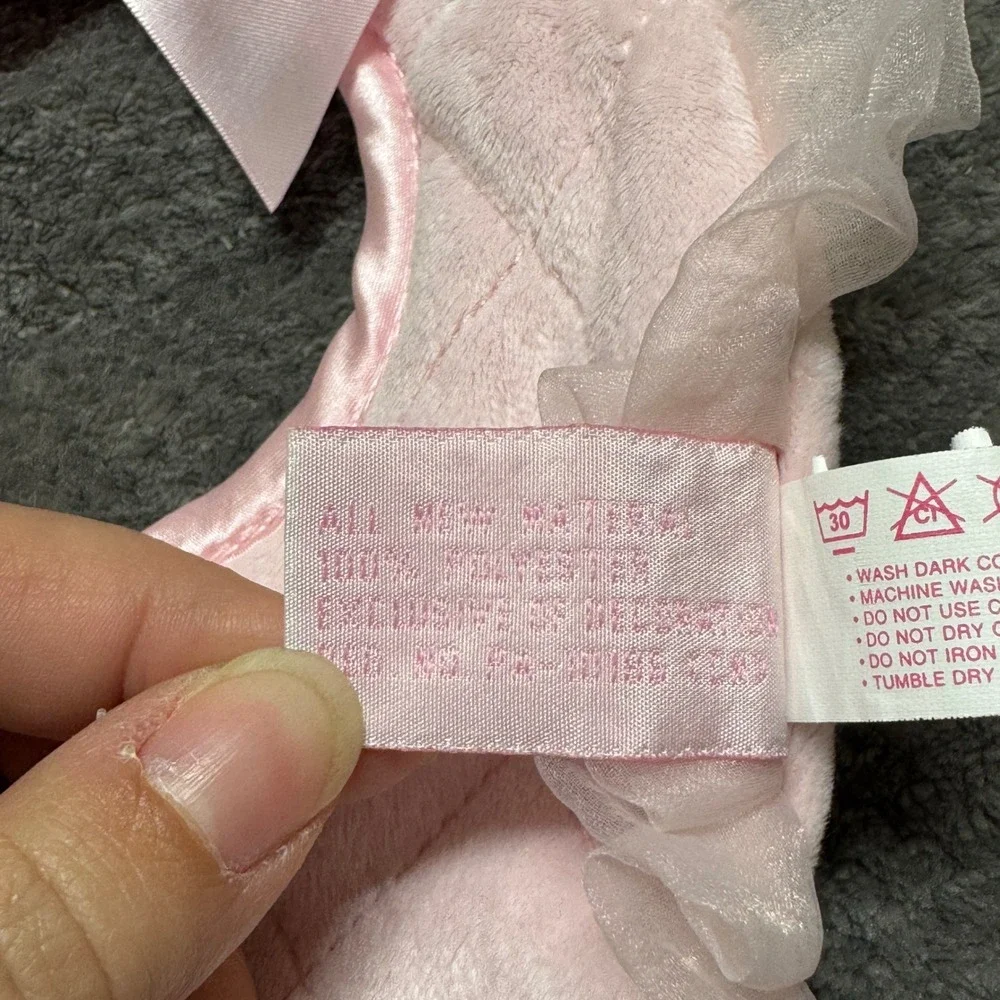 Bearington Baby Pink Quilted Plush Bunny Bib Tulle Ruffle Satin Bow 100745